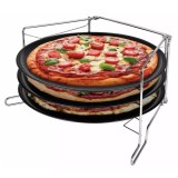 Tava pentru pizza cu strat de marmura, baza din otel, set 4 elemente, 38,5 x 24,3 x 19,6 cm, Kinghoff