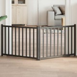 Poartă pentru c&acirc;ini pliabilă 2 panouri negru, 160 cm, lemn brad