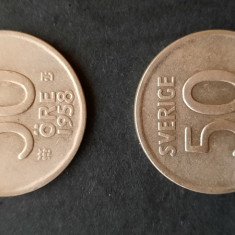 Lot monede de argint, 2 x 50 Öre 1958 si 1961, Suedia - B 2165
