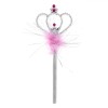 Baghetă Magică, Model Coroană, Pene Roz, 34cm, Argintiu-Roz, Plastic, Oem