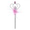 Baghetă Magică, Model Coroană, Pene Roz, 34cm, Argintiu-Roz, Plastic