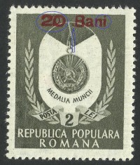 EROARE ROMANIA 1952 LP 311 ORDINE SI MEDALII SUPRATIPAR MNH-Dublu la supratipar