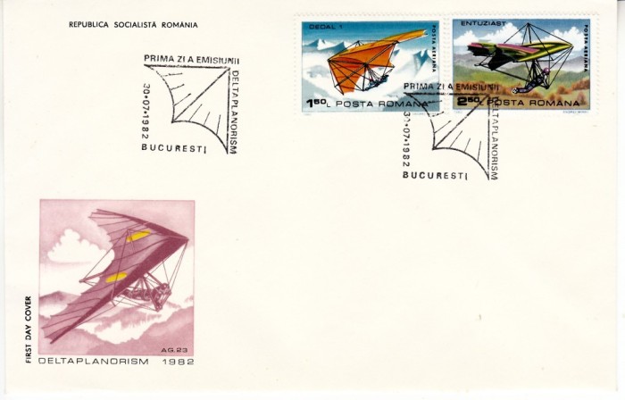 C12 - FDC Romania - Deltaplanorism - LP1057 - 1982