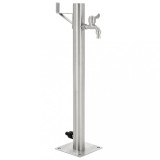 Coloană Apă Grădină vidaXL 65cm Oțel Inoxidabil Rotund Argintiu cu Robinet + Montaj Ușor Udare Flori Spălat M&acirc;ini