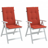 vidaXL Perne scaun spătar &icirc;nalt, 2 buc. melanj roșu 120x50x4 cm textil
