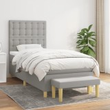 Cumpara ieftin Pat box spring cu saltea, gri deschis, 90x190 cm, textil