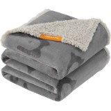 FEANDREA Patura impermeabila caini XL, reversibila cu fleece Sherpa si flanel, lavabila, 152x127 cm, gri Household NewTrend