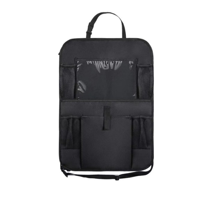 Suport de Organizare pentru Scaun Auto, negru, 61 cm x 41.5 cm, material impermeabil, usor de curatat, multiple compartimente pentru stocare