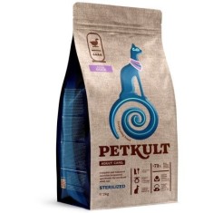 Hrana uscata Petkult Adult Care Sterilized pentru pisici, cu continut ridicat de rata, 2 kg