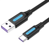 Cablu USB 2.0 USB A - USB C 3m 5A dublu ecranat negru 480Mbps VENTION CORBI
