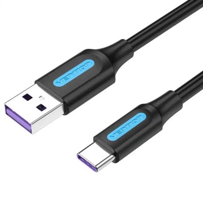 Cablu USB 2.0 USB A - USB C 3m 5A dublu ecranat negru 480Mbps VENTION CORBI foto