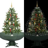 vidaXL Brad de Crăciun cu ninsoare și bază umbrelă, verde, 140 cm