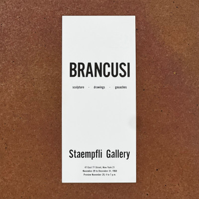 Invitatie expozitie Constantin Brancusi la Galeria Staempfli New York 1960 USA foto