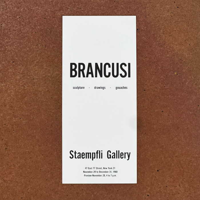 Invitatie expozitie Constantin Brancusi la Galeria Staempfli New York 1960 USA