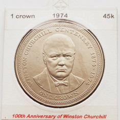 1873 Insula Man 1 crown 1974 Elizabeth II (Winston Churchill) km 30