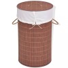 Gossi cos de rufe din bambus, rotund, maro