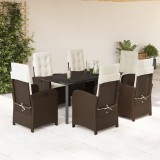 VidaXL Set mobilier de grădină cu perne, 7 piese, maro, poliratan