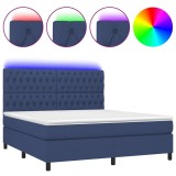 Cumpara ieftin Pat cu arcuri, saltea si LED, albastru, 180x200 cm, textil