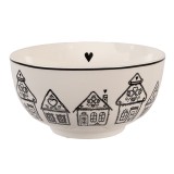 Cumpara ieftin Bol Turta Dulce portelan bej negru &Oslash; 14x7 cm / 500 ml