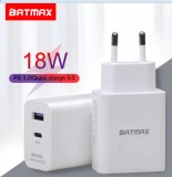 Adaptor incarcator priza Batmax Rapid 18W USB + USB-C Type-C Quick Charge 3.0