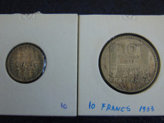 Monede argint 50 centimes 1915 si 10 franc 1933 (cc16) foto