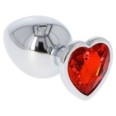 Butt Plug Anal Toyz4Lovers "Red Heart Jewel" 8 cm - Argintiu