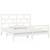 Cumpara ieftin Cadru de pat, alb, 200x200 cm, lemn masiv de pin