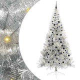 VidaXL Pom de Crăciun artificial pre-iluminat Argintiu 240 cm PET 3397233