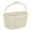 Coș Carlige Rufe, Plastic, Model Impletit, Culoare Ecru, Dimensiuni 22x15x12cm, Oem