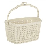 Coș Carlige Rufe, Plastic, Model Impletit, Culoare Ecru, Dimensiuni 22x15x12cm, Oem