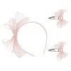 Set Accesorii Păr Fete: Coroniță Roz Satin, Fundă Tul &amp; Clame, Mărgele Albe. Elegant, Sigur, +3 Ani