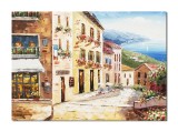 Cumpara ieftin Tablou peisaj citadin mediteranean pictat manual, TIHNA, 70x50cm ulei pe panza, Magnific