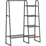 SONGMICS Cuier cu 5 rafturi si bara pentru haine, structura metalica, stil industrial, 40x102x153 cm, negru Household NewTrend