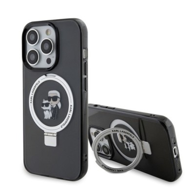 Husa pentru iPhone 15 Pro Max - Karl Lagerfeld Hardcase Ring Stand MagSafe (KLHMP15XHMRSKCK) - Karl&amp;amp;Choupette foto