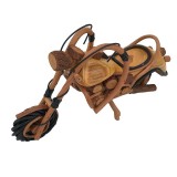 Cumpara ieftin Statueta Decorativa Motocicleta Lemn Maro 40cm, Vintage, Cadou Deosebit, Obiect Decor Birou/Casa
