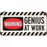 Placa metalica cu snur - Genius at work - 10x20 cm, Nostalgic Art Merchandising