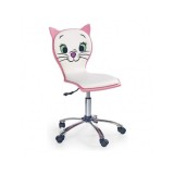 Scaun birou copii HM Kitty 2, Ergonomic, Cadru Polipropilena, Piele ecologica, Inaltime ajustabila, 80 kg, 95x55x35 cm, Alb