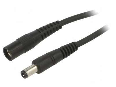 Cablu DC 5,5/2,1 mm Mufă-Soclu Negru 3m foto