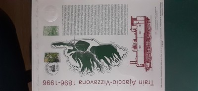 Franta-Carton postal trenul Ajacio-Vizzavona 100 ani,transport,locomotive,trenuri--necirculat(T1) foto