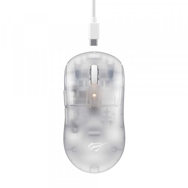 Mouse Gaming Wireless HAVIT MS970WB Pro, 800DPI - 12000mAh, Transparent Alb