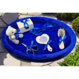 Tavita Mot/Turta, Ovala din Catifea cu 7 Piese - Albastra - TPT526