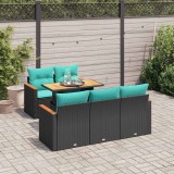 vidaXL Set mobilier de grădină cu perne, 6 piese, negru, poliratan 3327438