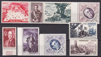 Monaco 1956 Expoz. filatelica FIPEX MI 527-535 MNH foto