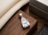 Cumpara ieftin Pandantiv din Argint 925 Art Deco Emerald-Cut, cu Cristal Supradimensionat