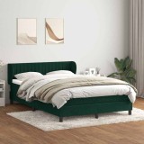 vidaXL Pat box spring cu saltea, verde &icirc;nchis, 160x220 cm, catifea 3317742
