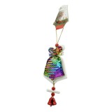 Ornament de brad clopotel din paiete, flippy, multicolor, lemn, 18 cm