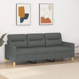 Canapea cu 3 locuri, gri &icirc;nchis, 180 cm, material textil GartenMobel Dekor, vidaXL