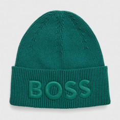 Boss Orange caciula din amestec de lana BOSS ORANGE culoarea verde, din tricot gros