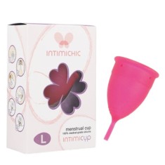 Cupă menstruală INTIMICHIC Intimicup, din silicon medical, protecție p&acirc;nă la 12 ore, mărime L, roz