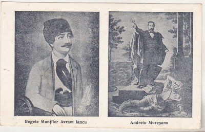 bnk cp Regele Muntilor , Avram Iancu - Andreiu Muresanu -interbelica necirculata foto